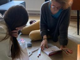Lorraine using the creative arts in a therapy session with a teenager